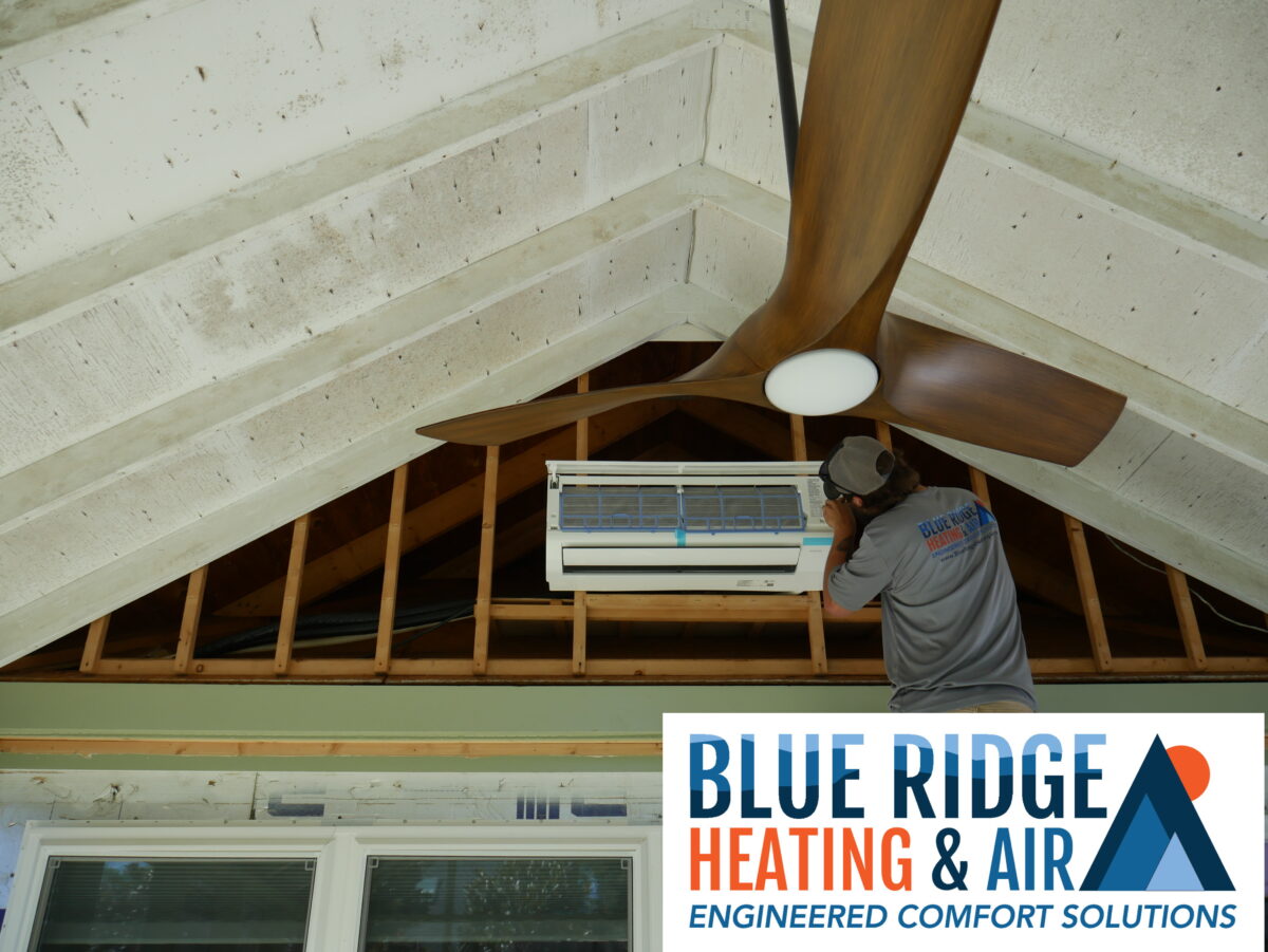 Blue Ridge Heating and Air Installing a Mini Split in Sunroom